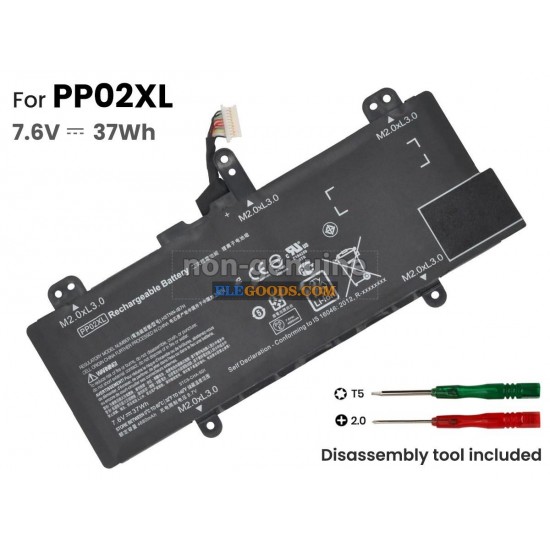 7.6V  37Wh  2 cells  Li-Polymer  Black